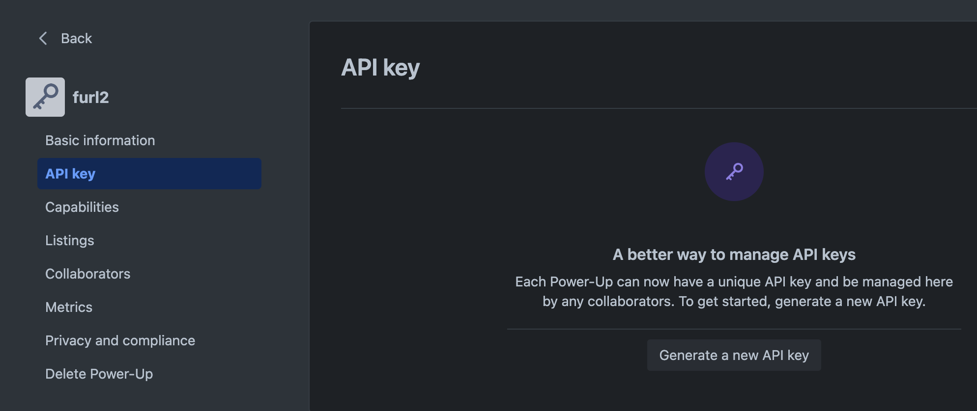 Generate a new API key